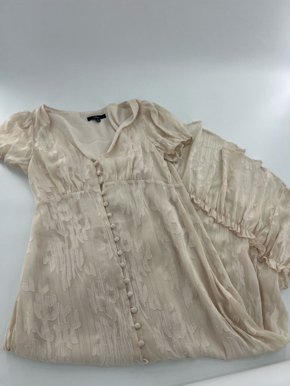 Lulu’s Gala in the Garden Cream Jacquard High-Low Midi Dress fairy cottagecore - Picture 4 of 10